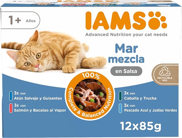 IAMS Sea Collection Alimento húmedo en Salsa para Gatos Adultos, 12 x 85g