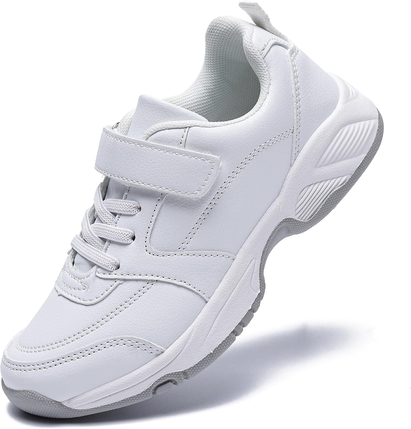 Kids Tennis Shoes for Boys Girls, Hook and Loop School Uniform Sneakers, Non-Slip Cheer Shoes for Little Kid/Big Kid