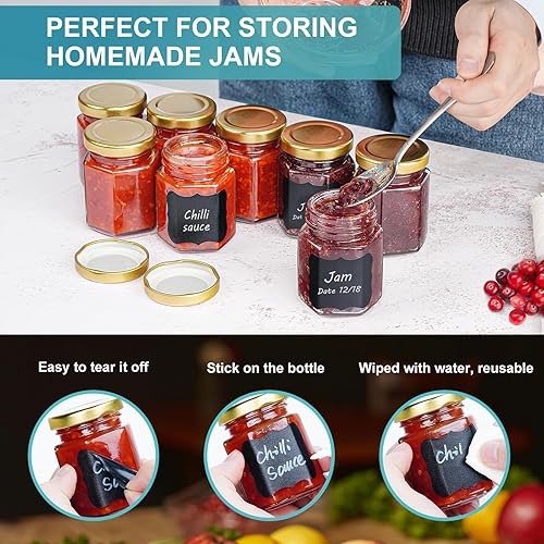 Miniatura 3 de Paquete de 40 tarros pequeños de vidrio para miel con tapas para recuerdos de boda, baby showers, tarros de vidrio herméticos de 3 onzas con tapas,