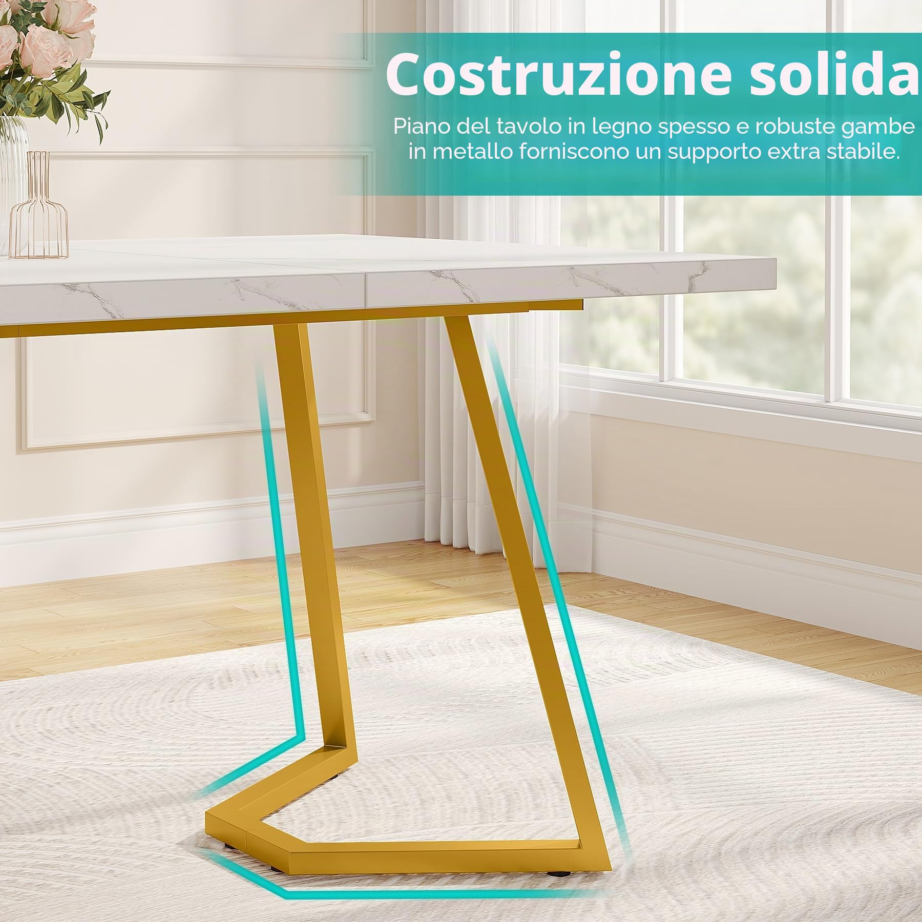 Tribesigns Scrivania per computer, 140 x 80 x 75 cm, tavolo da lavoro, tavolo da lavoro, tavolo da ufficio, scrivania per computer, tavolo da conferenze, per casa, ufficio, casa, scrivania, bianco e