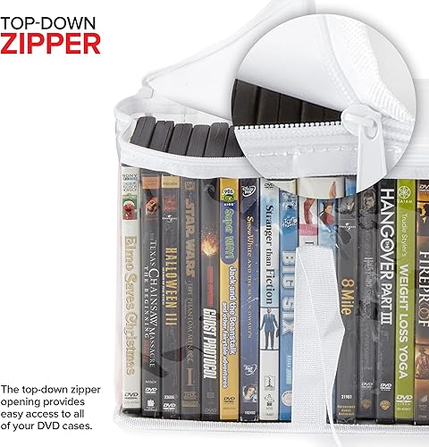 Miniatura 4 de Stock Your Home Bolsas de almacenamiento de DVD (juego de 4) bolsa organizadora de medios para DVD, CD, discos Blu Ray, estuches de películas, caja