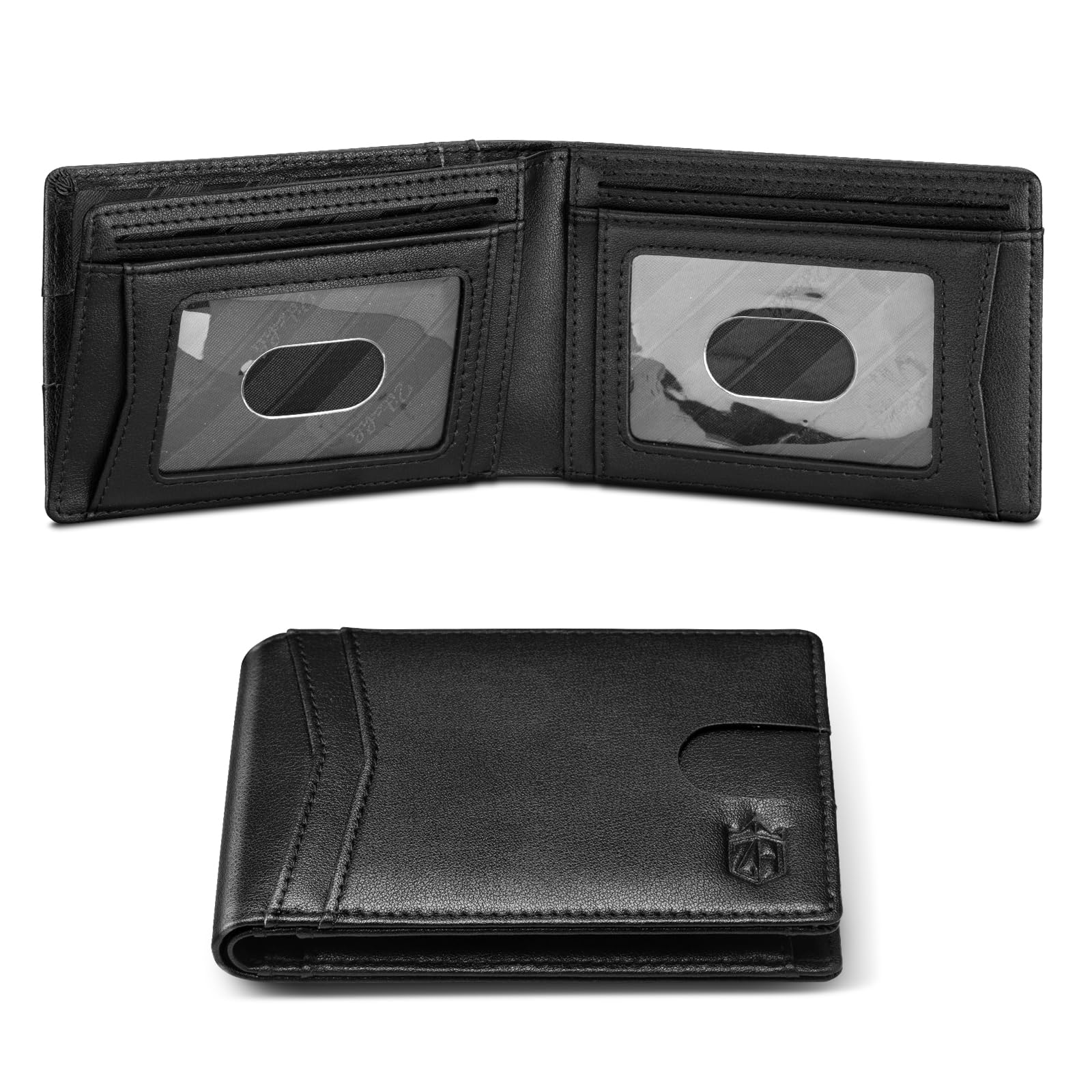 ZitahliSlim Wallets for Men - Minimalist Leather Men's Wallet with 10 Credit Cards Holder 2 ID Window Money Clip Front Pocket RFID Blocking Wallet with Gift Box