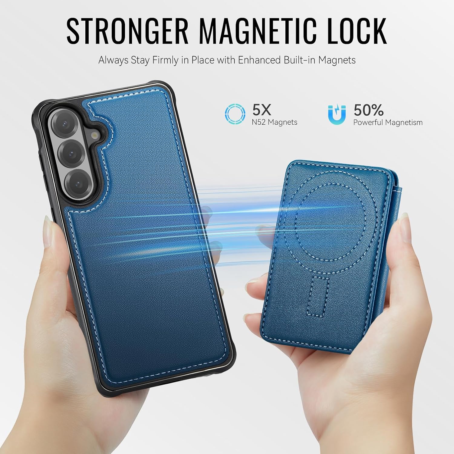 for Samsung Galaxy S26 Plus Case Wallet Compatible with Magsafe, RFID Blocking Magnetic Card Holder 2 in 1 Detachable Kickstand Shockproof Phone Case for Galaxy S26 Plus 6.7" Blue