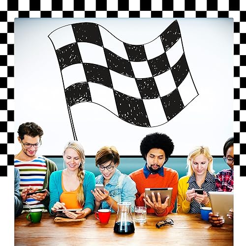 Miniatura 6 de Domensi 100 popotes de plástico a cuadros en blanco y negro, pajitas de plástico duro, desechables, popotes de plástico reutilizables para carreras