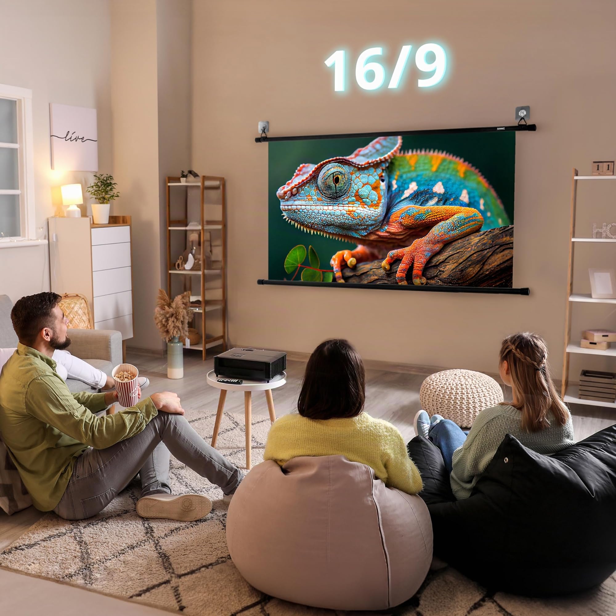 Duronic BPS60 4:3 Projektor-Leinwand, Beamer-Leinwand 60 Zoll, Heimkino | 4K Full HD 3D, Rollo-Leinwand 1.0 Gain, Projektorleinwand für Wandmontage, Filmnacht, Videoleinwand für Büro Schulen