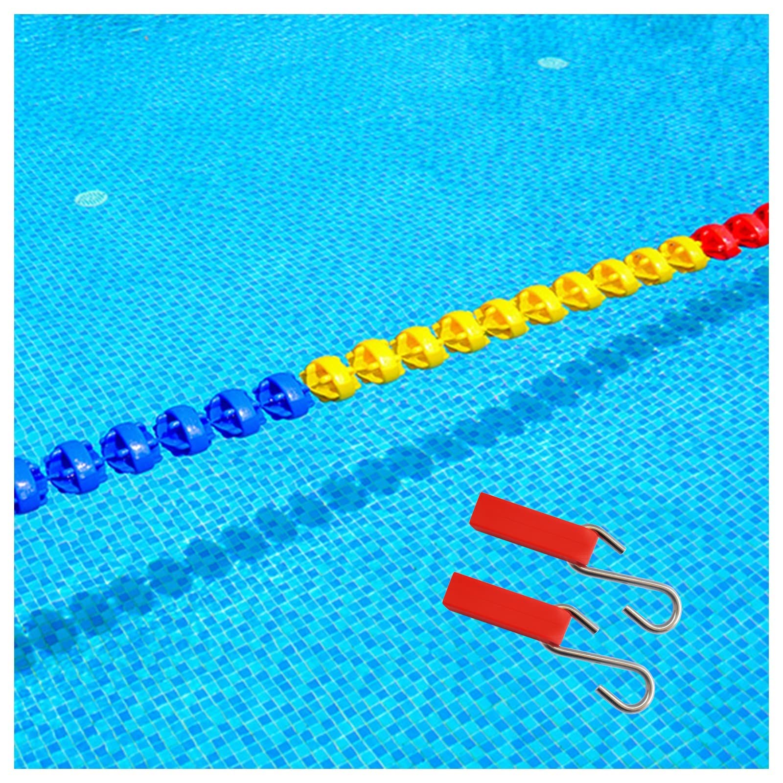 TUOYIBO Swimming Pool Safety Divider Rope and Float Line, Portable Marine Rope Tow Line, with Stainless Steel Hooks, for Effective Visibility (Size : 5m/16.4ft)