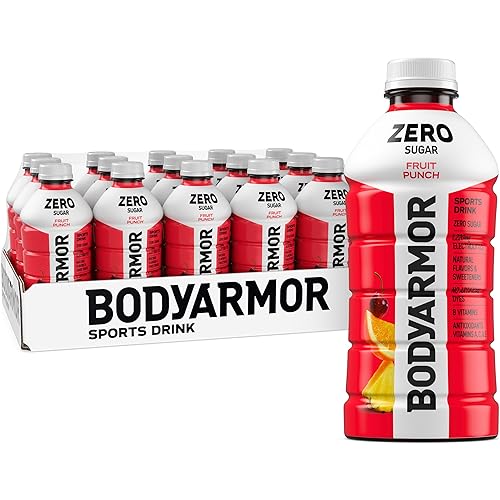Vista 11 de BODYARMOR ZERO Sugar Fruit Punch, bebida deportiva sin azúcar, hidratación baja en calorías, sabores naturales con electrolitos llenos de potasio