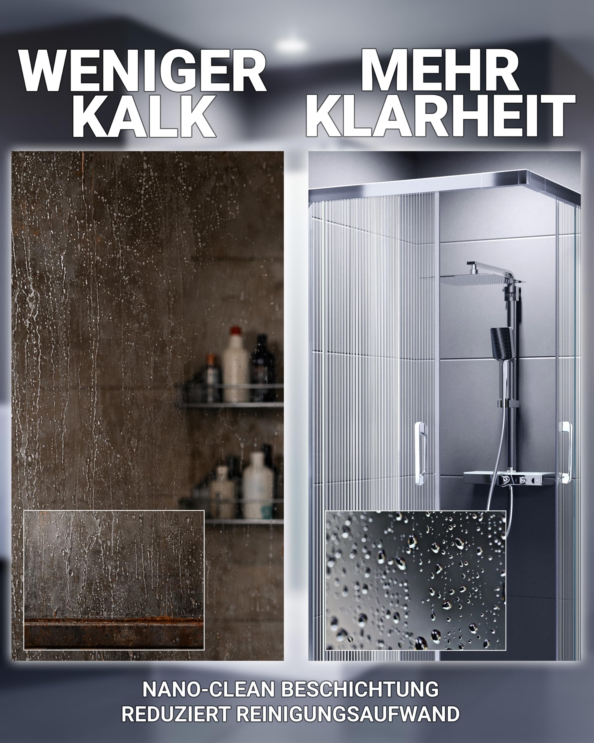 DUSCHMEISTER Echtglas-Duschkabine 80-90 cm Wave Design, Wellenstruktur – Eckdusche Eckeinstieg Schiebetür, Gleittür ESG Sicherheitsglas mit Lotus-Effekt, 190 cm, ausschwenkbare Glastüren zur Reinigung