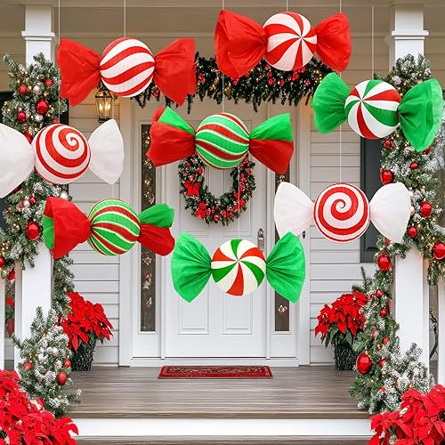 Miniatura 3 de 15 linternas de papel de Navidad de 12 pulgadas, faroles de caramelo de Navidad, adornos colgantes para interiores y exteriores, fiesta de Navidad,