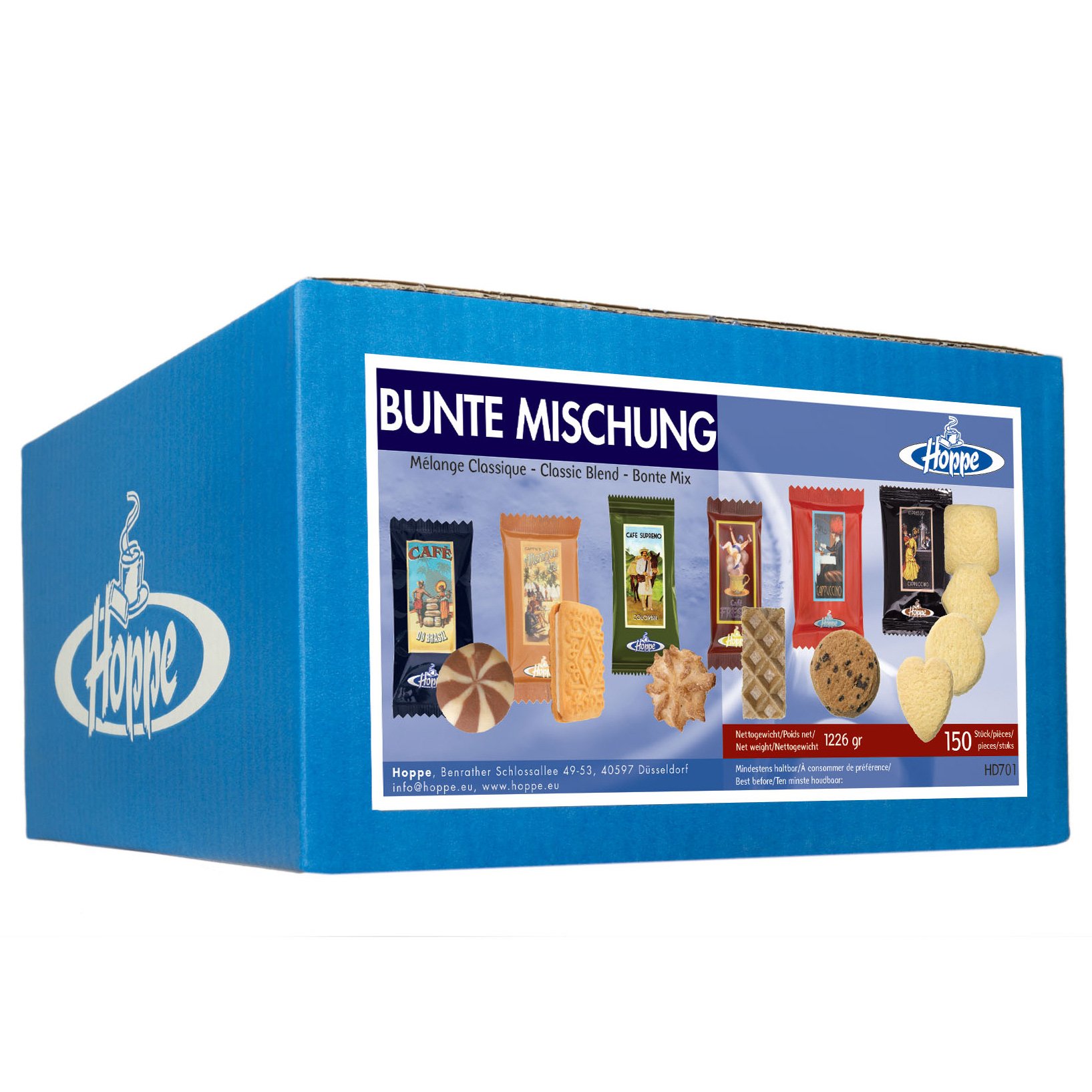 Hoppe Miscela Colorata, Biscotti, Plätzchen, 6 Tipi, Confezione Singola, 150 Pezzi, 1226g