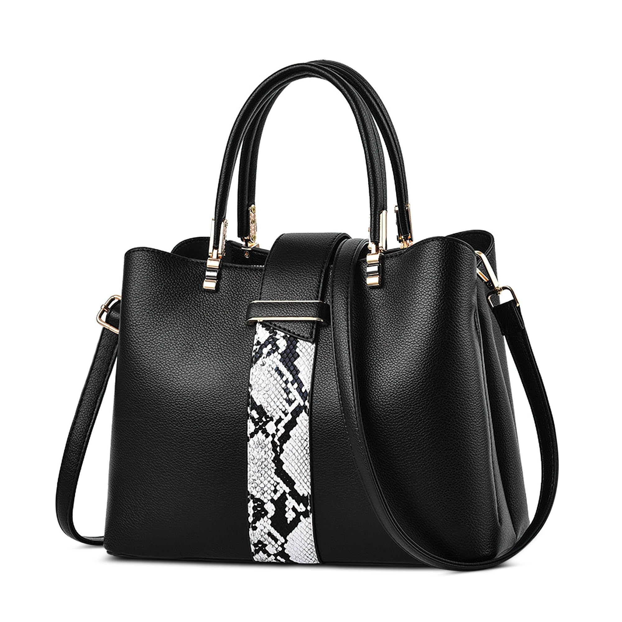 Borsa Donna Elegante Borsa a Mano Mode Motivo Scozzese Borse a Spalla Borsetta in Pelle PU Borsa a Tracolla per Shopping Partito Lavoro Incontri Borse Tote Nero