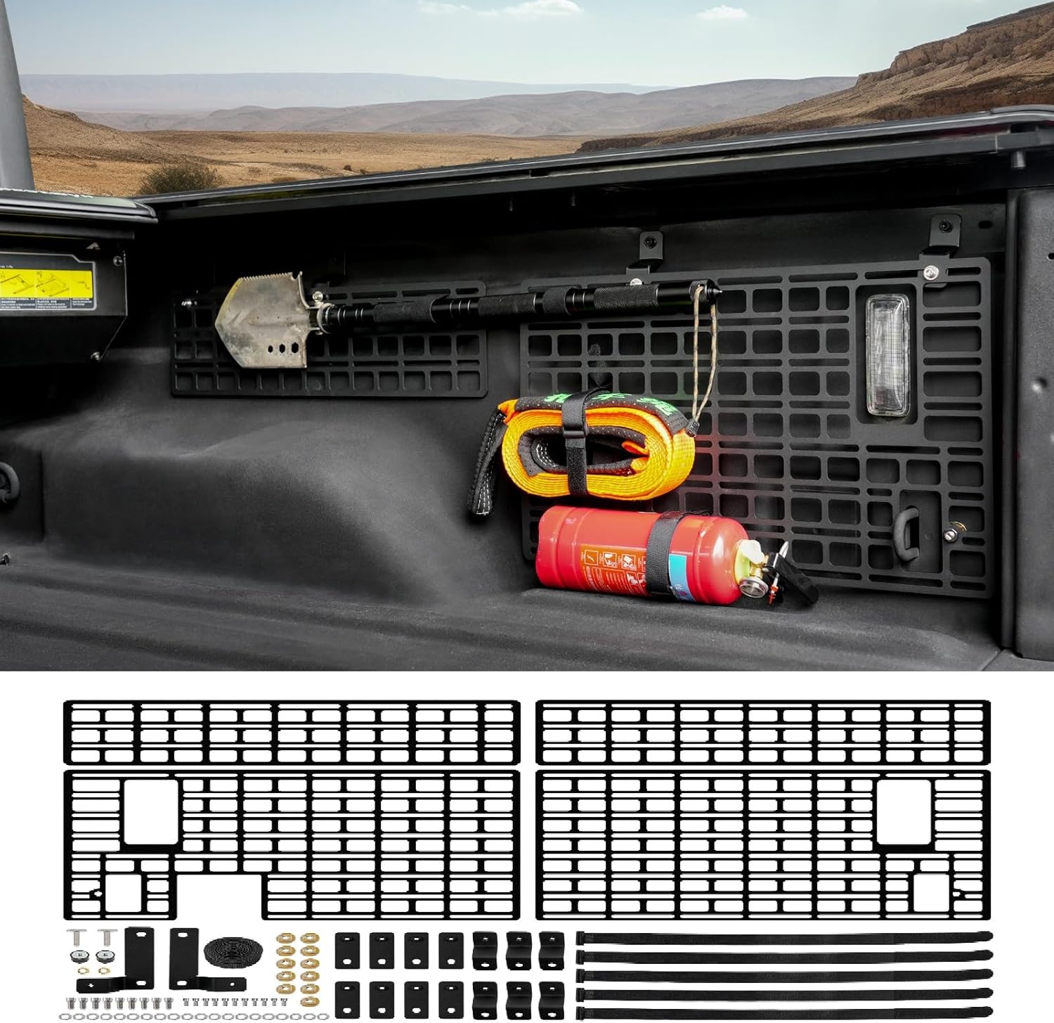 Side Molle Panel Compatible with 2019-2024 Jeep Gladiator JT Bed Storage Cargo Rack Truck Bed Organizer No Drilling Fits for Gladiator Accessories