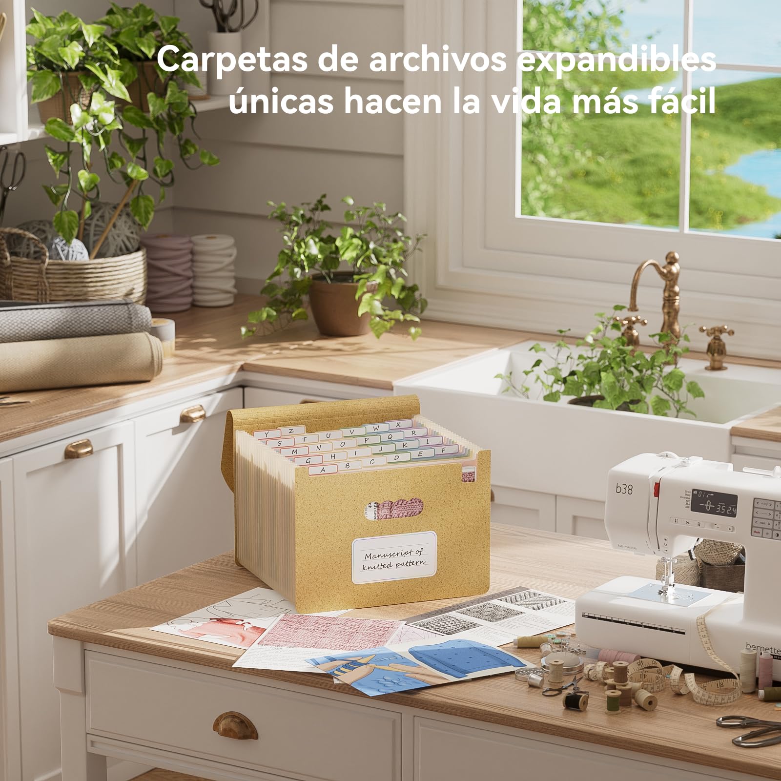 EcoStash Carpeta Clasificadora Acordeón, 26 Bolsillos Archivador A4 de Paja de Trigo, Clasificador Documentos Expandibles, Libre de BPA, Regreso a la Naturaleza, Vida Saludable - Amarillo Trigo