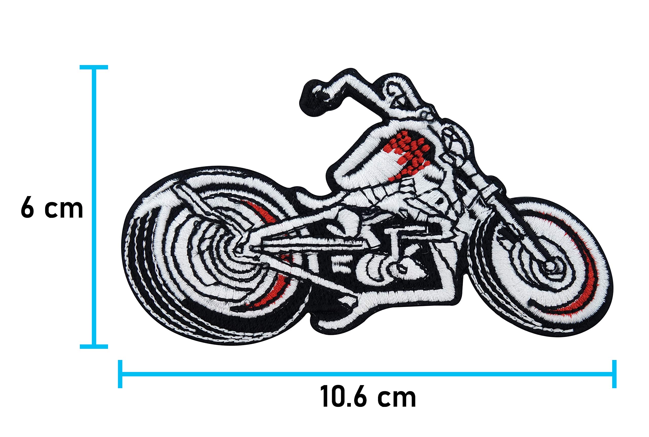 Finally Home Baardige biker, doodskoppatch om op te strijken, geschikt voor leren vesten, doodshoofd-patches, biker schedel rugpatch, motorkap rugpatch