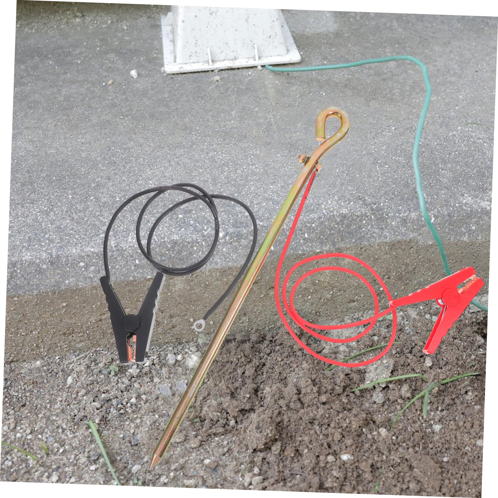 Operitacx Picchetto di Messa Terra Portatile in Ferro con Clip | Kit con Filo di Terra Incluso, Collegamento Sicuro per Auto e Recinzioni Elettriche