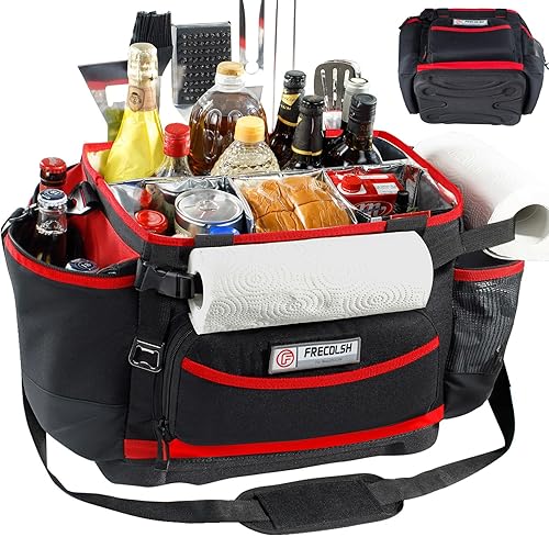 Organizador grande para barbacoa con base dura moldeada, bolsa de utensilios para exteriores compatible con Blackstone para camping, picnic y portón