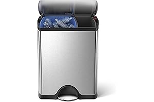 simplehuman Stainless Steel Dual Compartment Recycling Step Trash Can