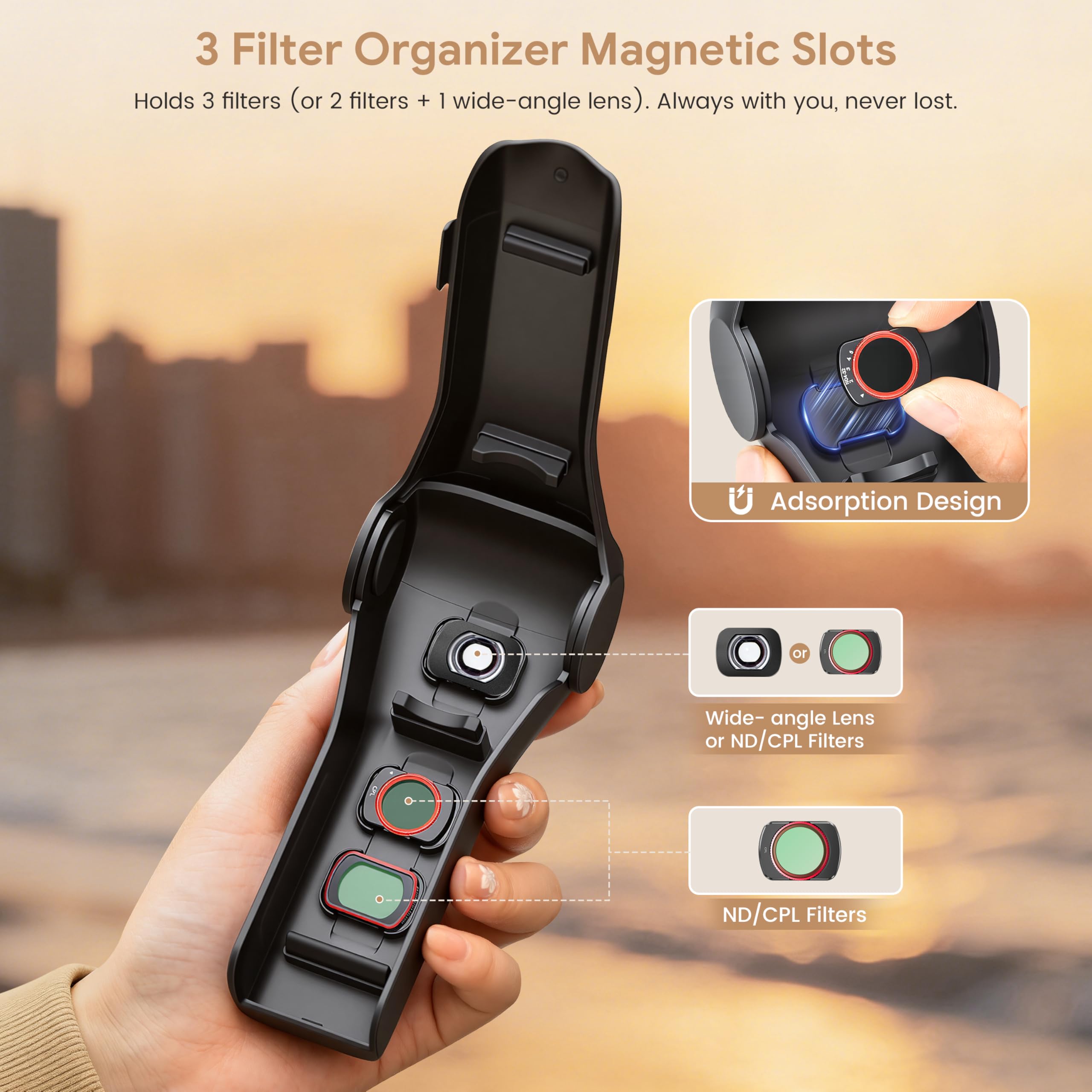 STARTRC PHOTO Pocket 4 pokrowiec ochronny, pełne etui ochronne z przegródkami do przechowywania filtra, do DJI Osmo Pocket 4 akcesoria