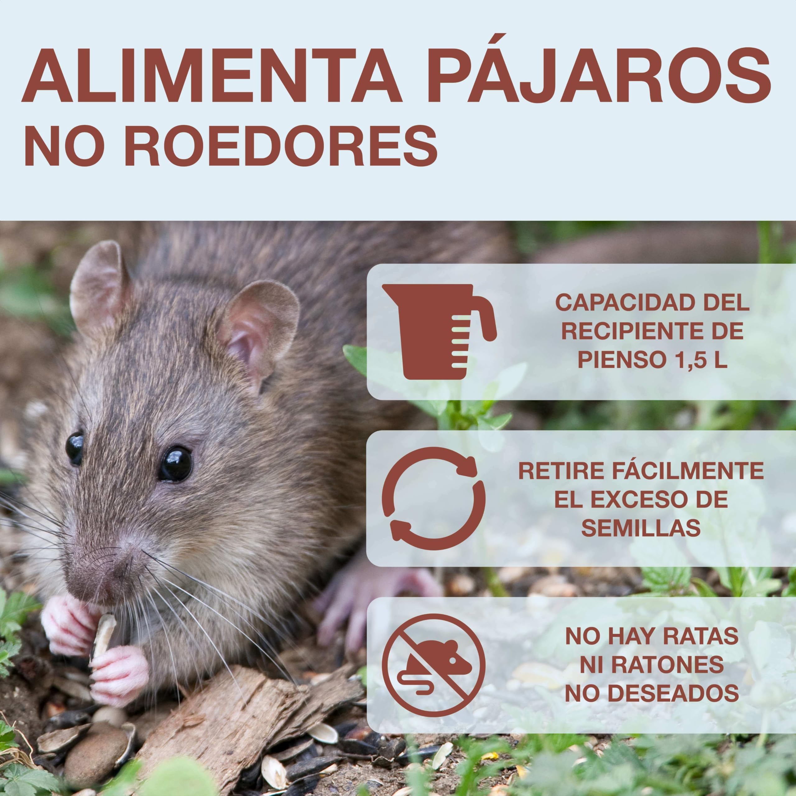 SWISSINNO Comedero para Pájaros Colgante – Davos Smart Birds - Dispensador con Bandeja - Tolva Segura contra Roedores - para Jardín y Balcón - Azul Claro