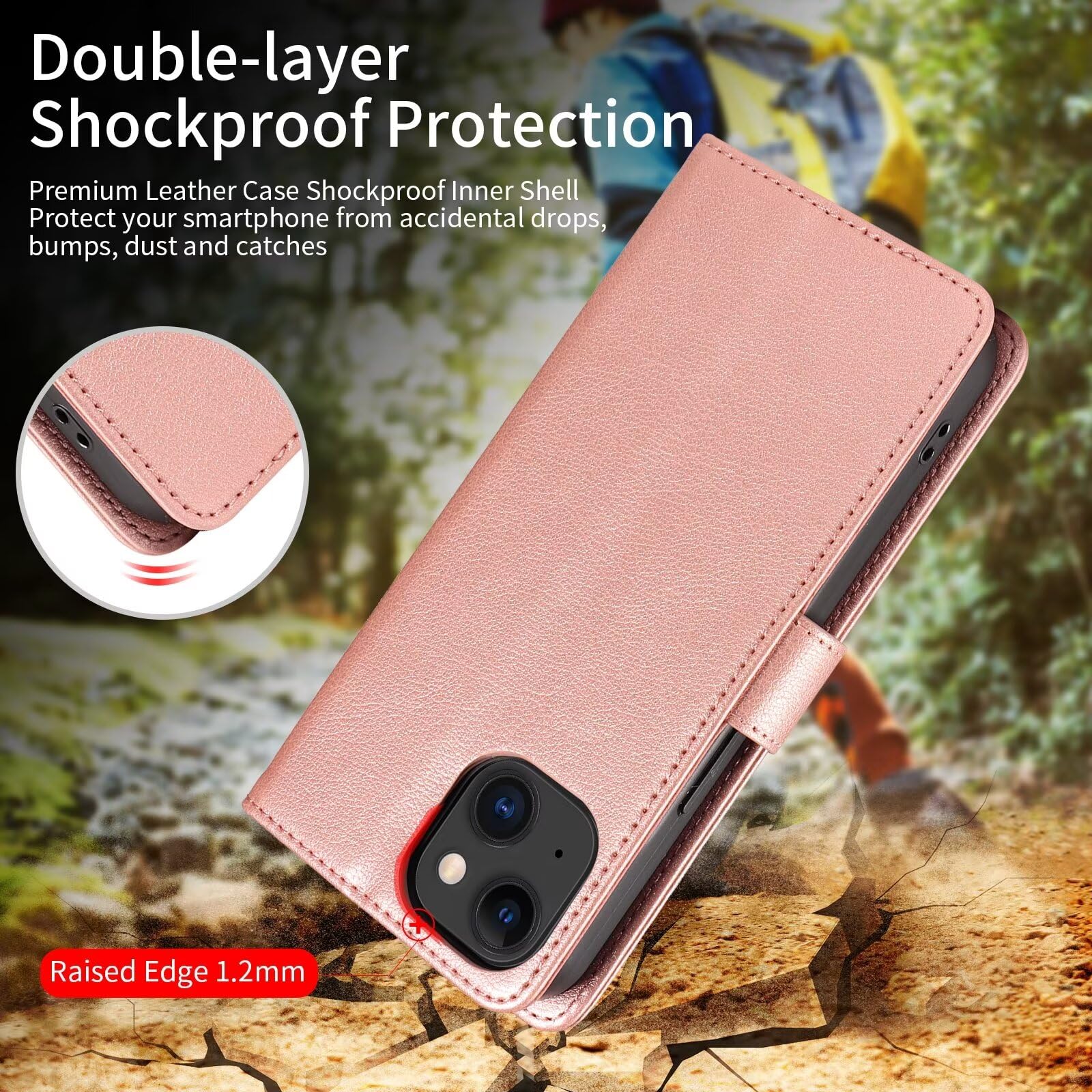 Cover Armor COMAKU Per Xiaomi Redmi Note 12 5G / Poco X5 5G - Custodia TPU+PC Con Supporto Ad Anello E Slot Carte (Oro Rosa)