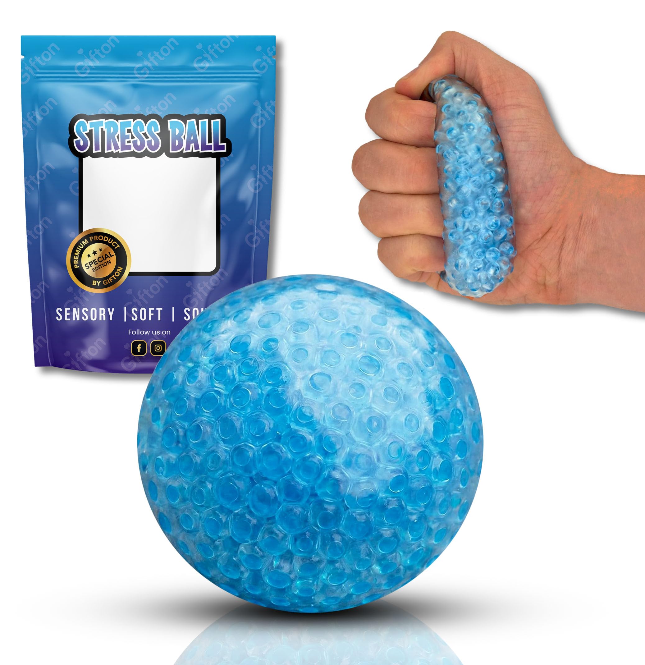 Gifton - Mini Beads Stress Ball for Kids Adults Sensory Squishy Fidget Toy