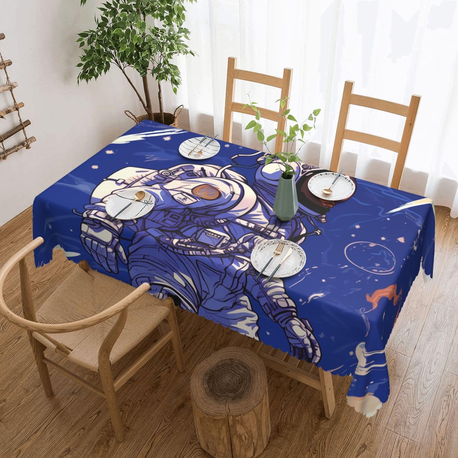 Nappe astronaute bleu couverture de table anti tache déperlante salle à manger