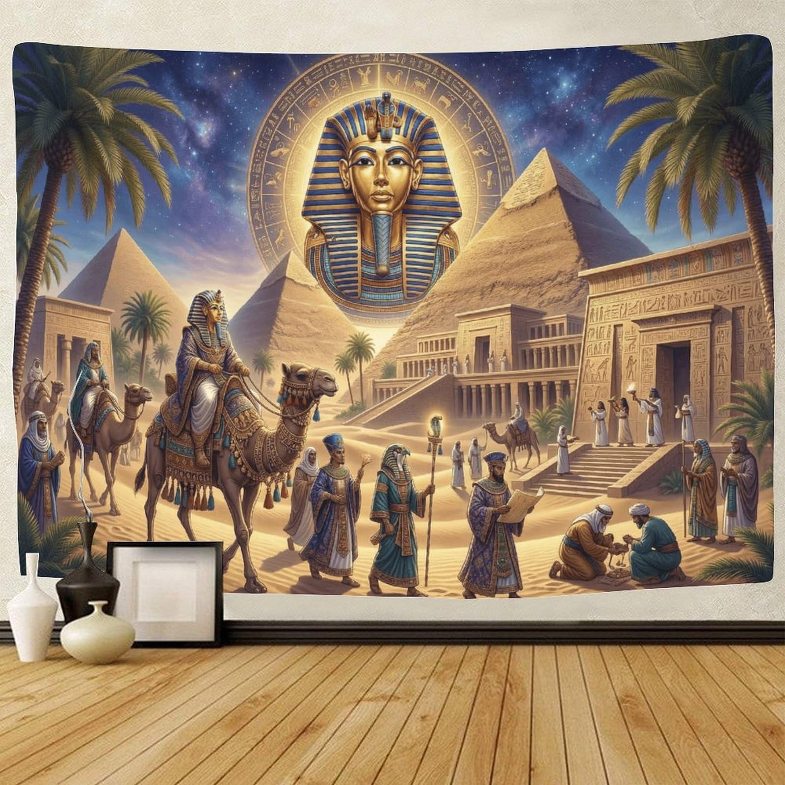 GPMNBCXZK Egyptian Pharaoh 3D Printed Wall Art Decor Pyramids Living Room Bedroom Wall Tapestry 180cmx230cm