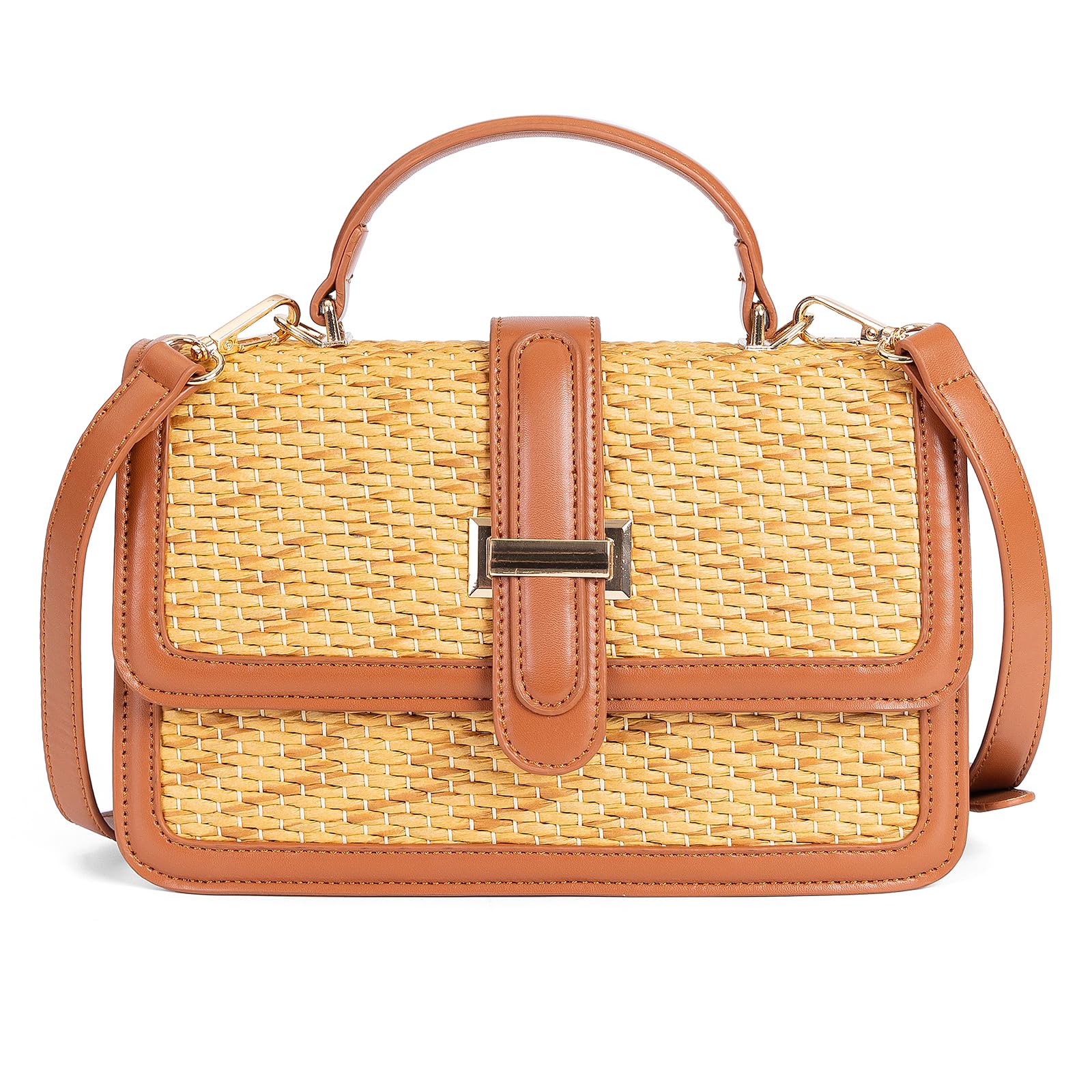 boshiho Borsa a tracolla da donna in paglia intrecciata stile Raffia, borsa da spiaggia con manico superiore, borsa a tracolla per vacanze estive