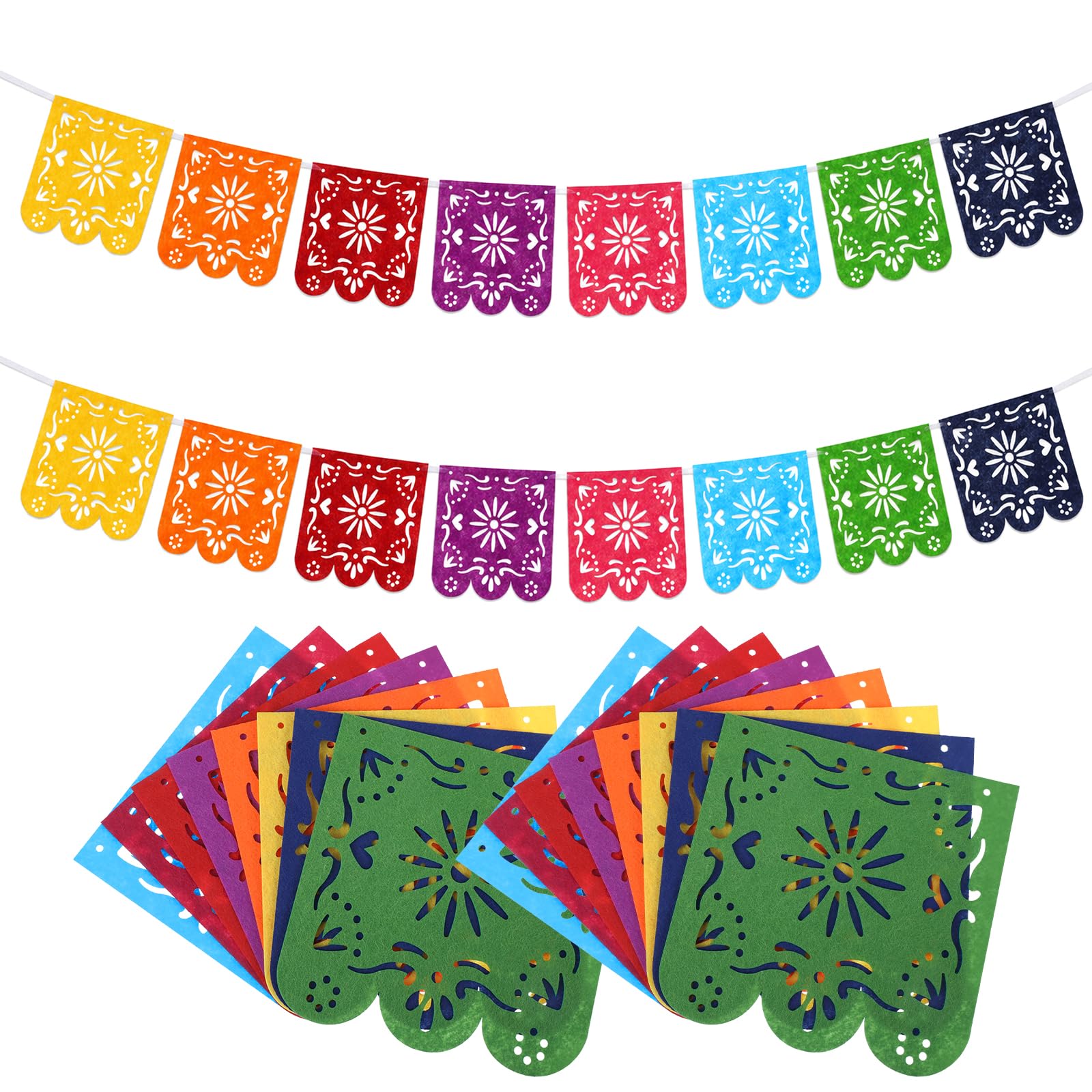 Ouligay 2 PCS Papel Picado Banner Day of the Dead Decorations Banners