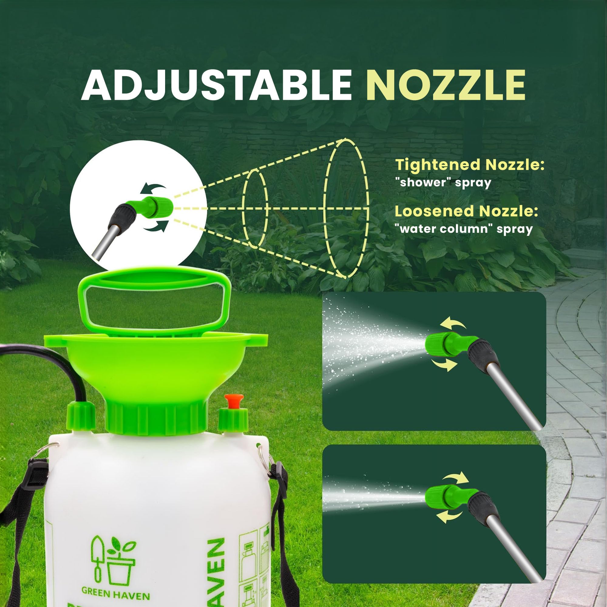 Green Haven 5 Litre Garden Pressure Sprayer – Pump Action Sprayer with Adjustable Nozzle & Carry Strap – Weed Killer, Pesticide & Fertiliser Sprayer — view 6