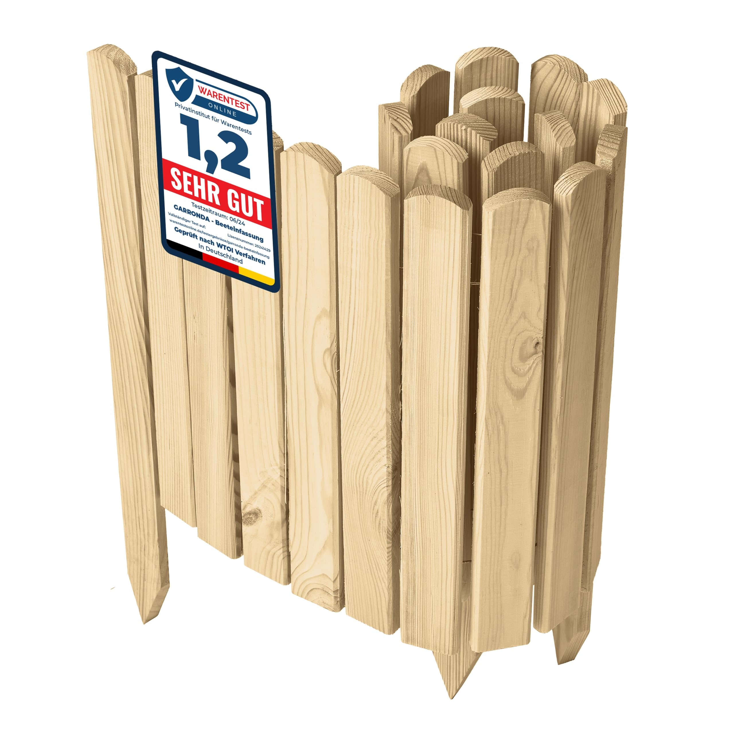 Garronda clôture de Jardin en Bois Bordure Jardin Cloture Jardin Exterieur, Palissade Bordurette Longueur: 100 cm GD-​0148 (Naturel (Non imprégné), Hauteur : 40 cm)