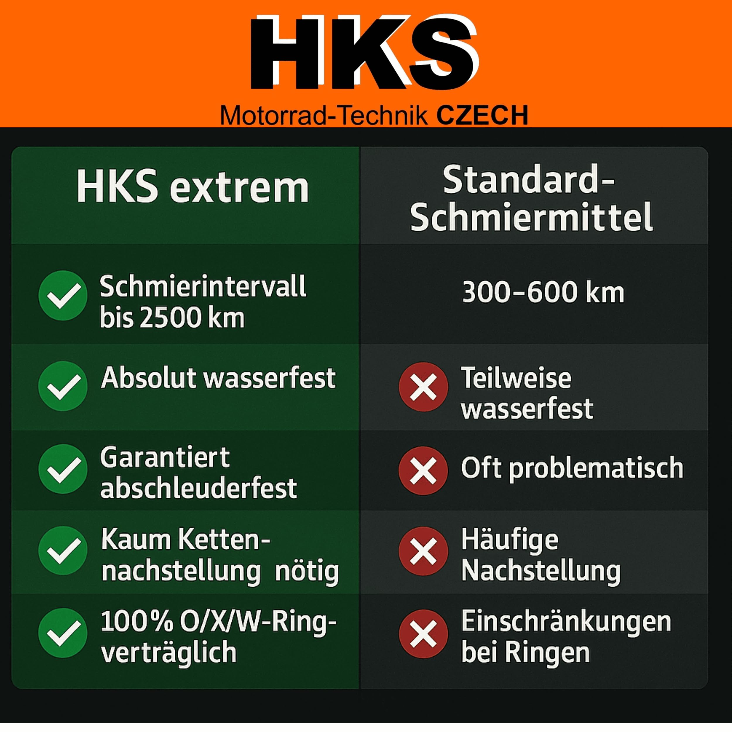 extrem New Generation – Hochleistungs Kettenspray 300 ml | Rein synthetisches Kettenschmiermittel | Wasserfest, haftstark & O/X-Ring verträglich (HKS EXTREM-Spray)