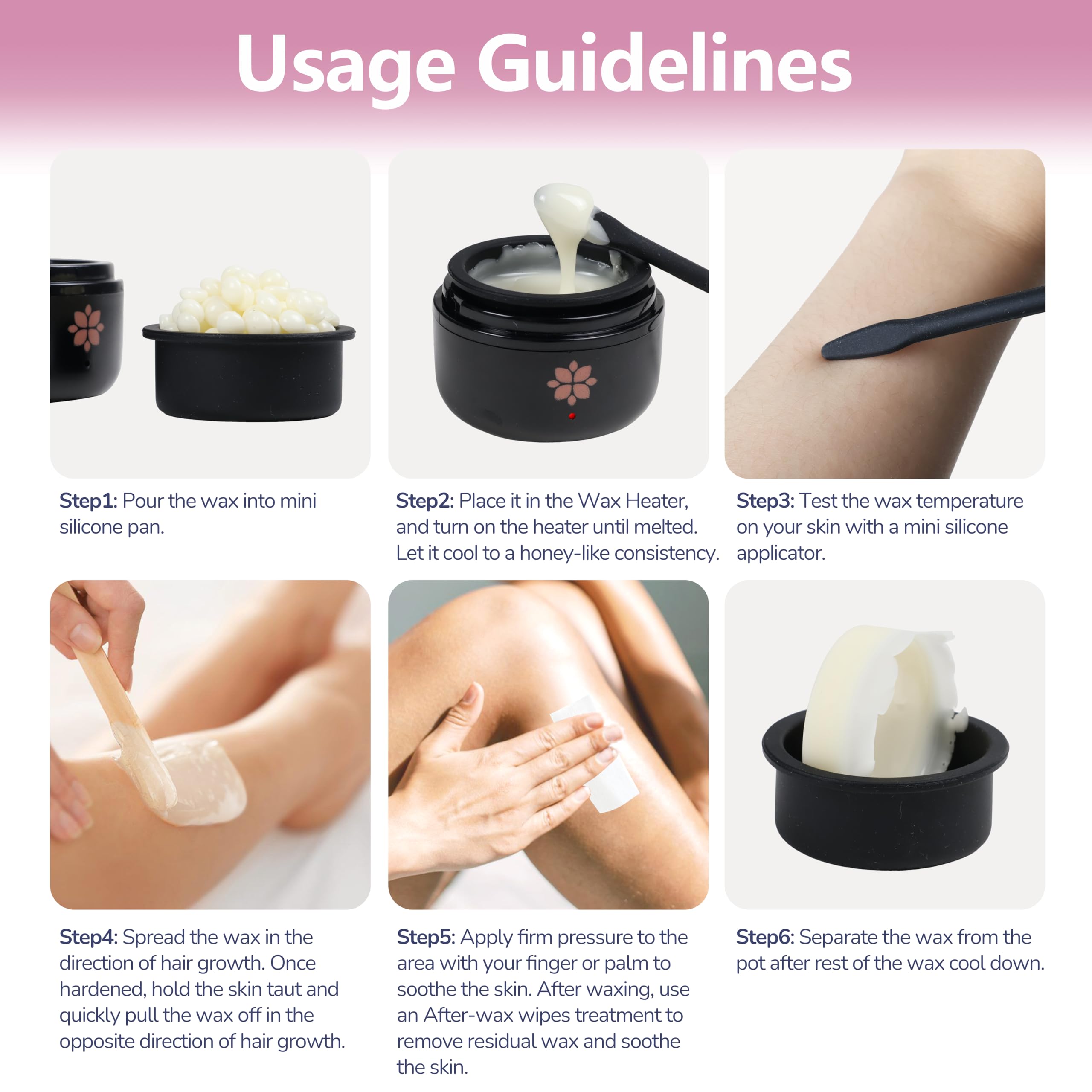 MINI - Kit calentador de cera dura termofusible para depilación con cera de 50 g, axilas, bikini brasileño, cuerpo facial, axilas, rápida eficiencia, depilación de salón en casa, regalo para mujeres y