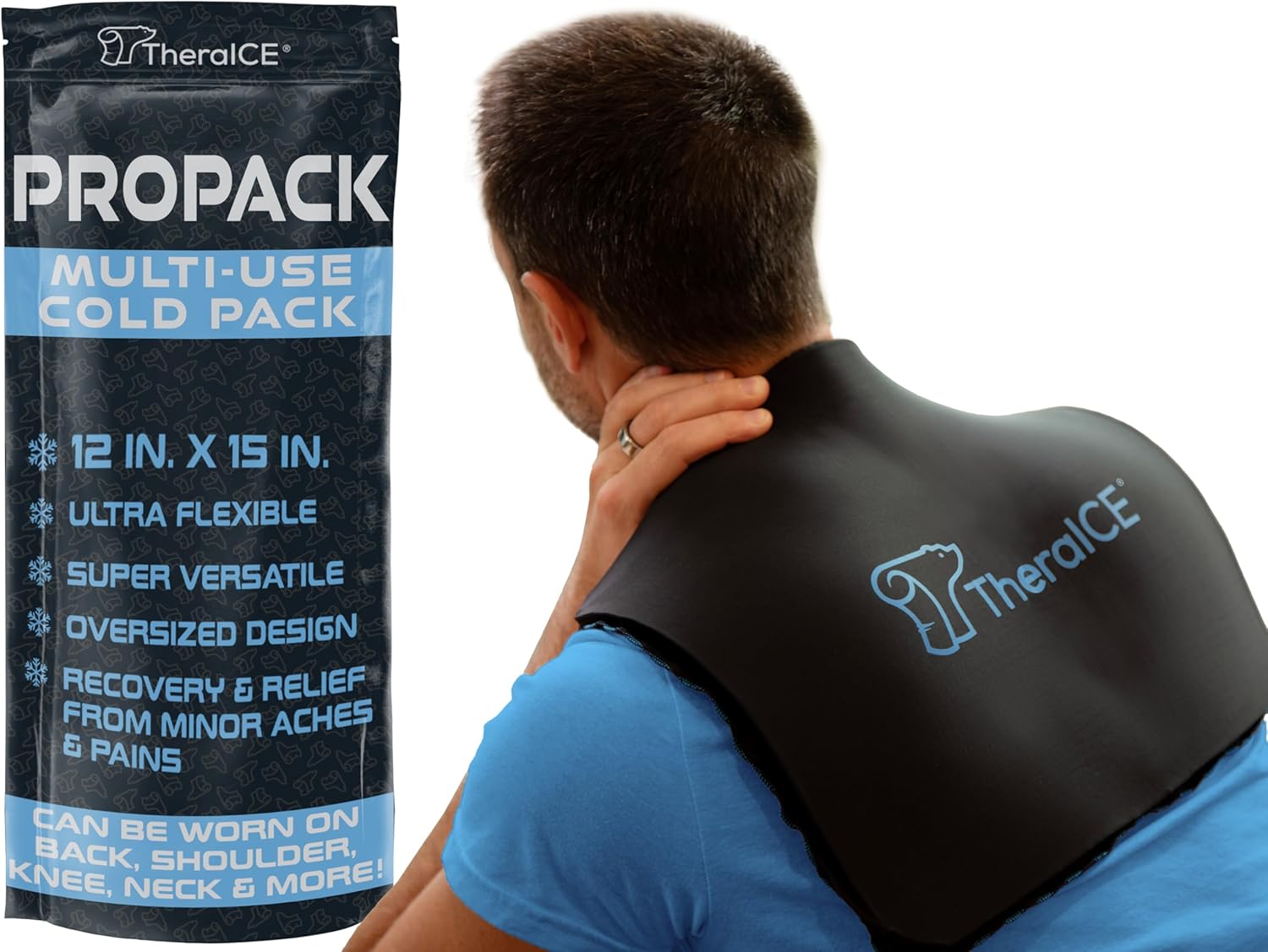 TheraICE PROpack Cold Therapy Reusable Cold Gel Ice Pack – Extra Large 12×15 – Great for Muscular Back Pain, Shoulder, Hip Knee – Oversized Multipurpose Cold Icepack for Minor Aches & Pains