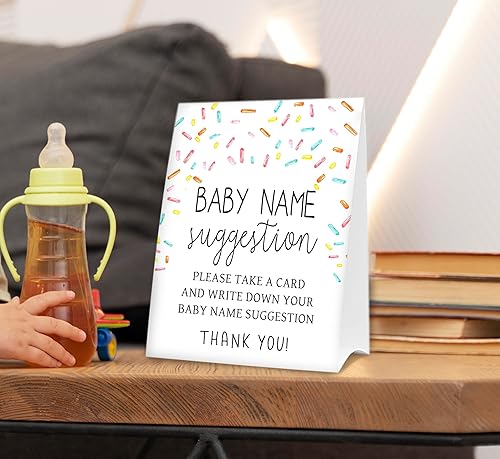 Miniatura 5 de Baby Shower Games - Letrero de sugerencia de nombre de bebé, cartel de papel kraft de 5 x 7 pulgadas y 50 tarjetas de sugerencia de nombre, revelar