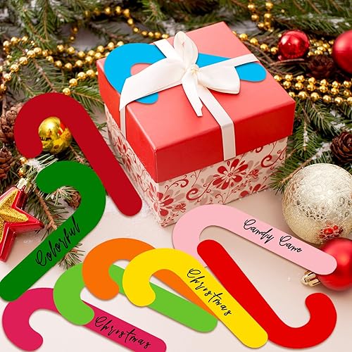 Miniatura 3 de Geyee 108 piezas de recortes de bastón de caramelo de Navidad, varios recortes de Navidad, recortes de papel de bastón de caramelo para Navidad,