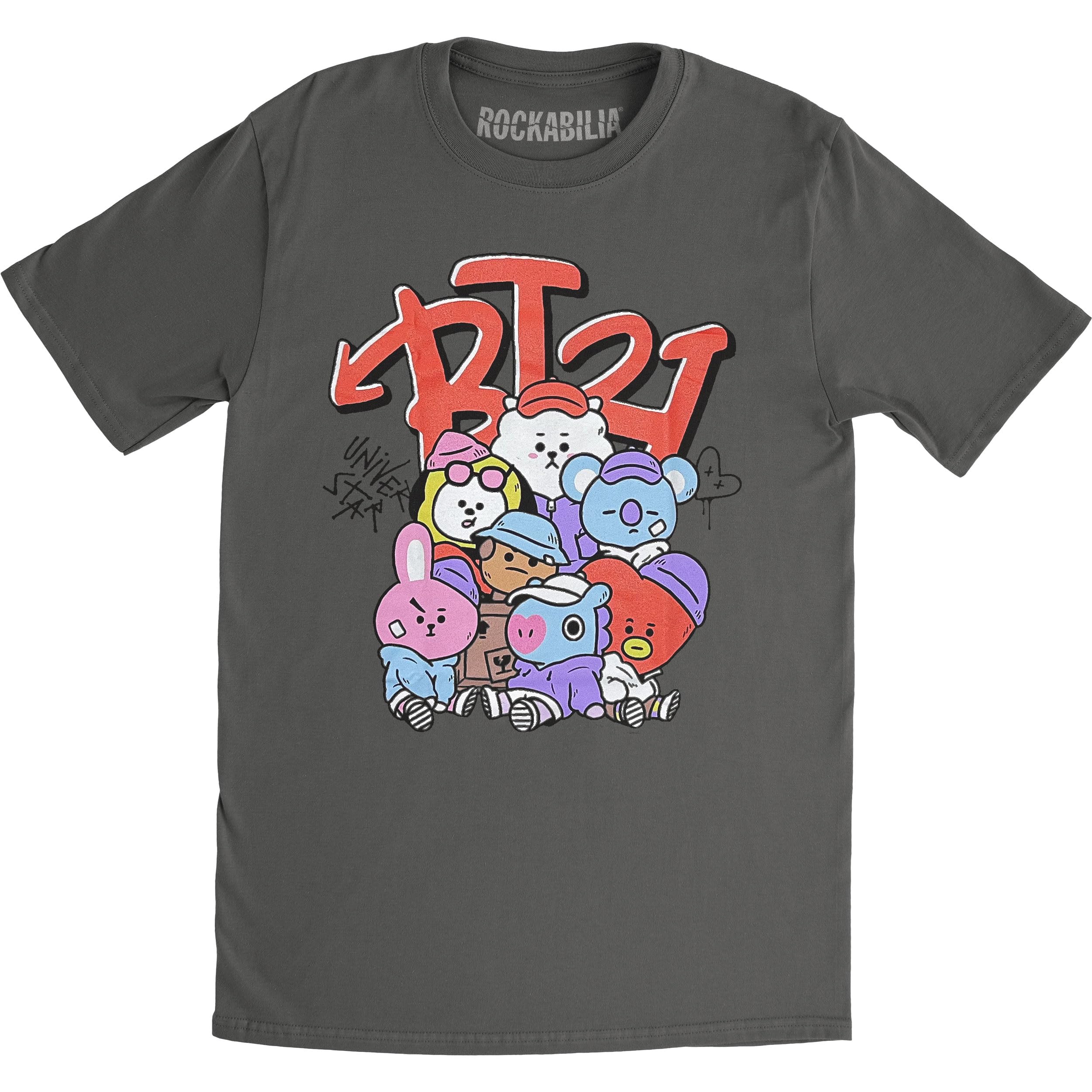 BT21 BTS Rise and Shine Koya Shooky T-Shirt Street Mood Anthracite L