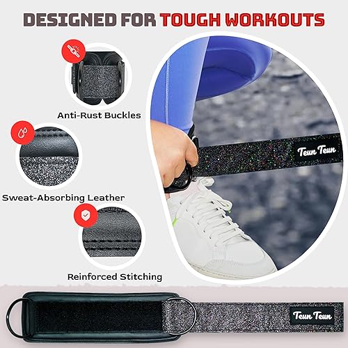 Miniatura 5 de Correas de tobillo con purpurina para máquina de cable, accesorios para mujer, correas de cable de gimnasio para entrenamiento de glúteos, extensión