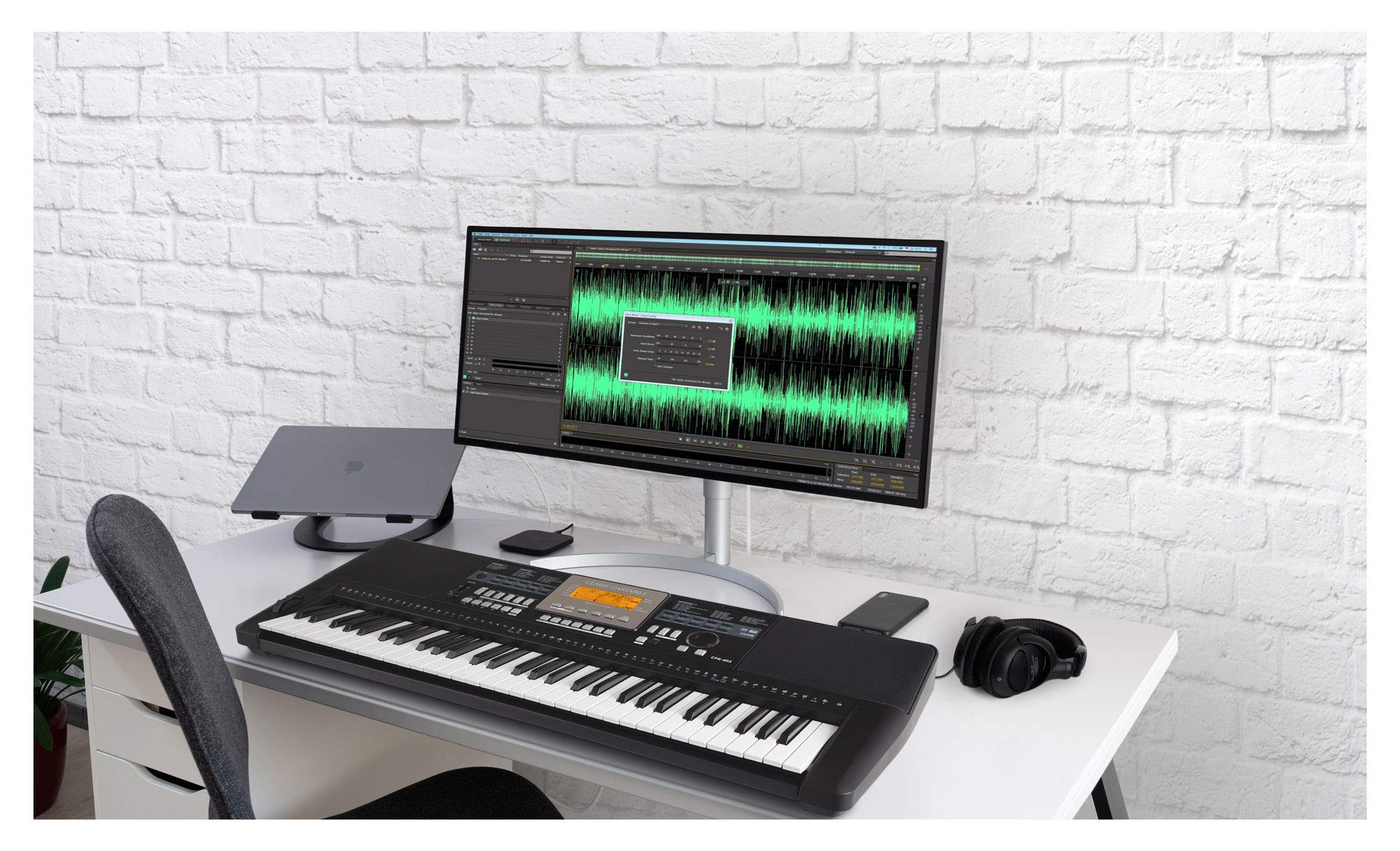Classic Cantabile CPK-403 Keyboard Deluxe Set - 61 Tasten mit Anschlagdynamik - 618 Klänge und 200 Begleitrhythmen -inkl. Ständer, Bank, Tasche, Kopfhörer und Keyboardschule - schwarz