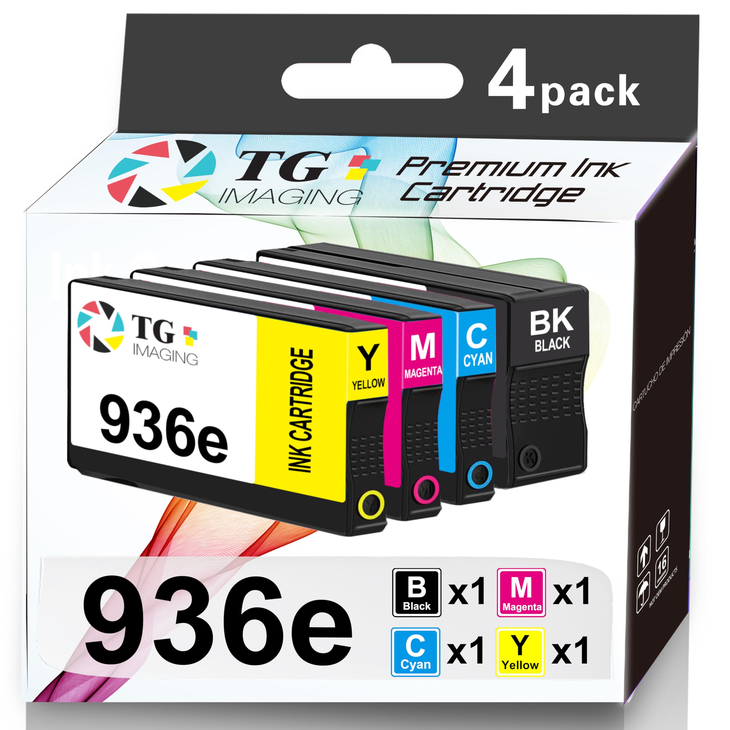 Cartuccia d'inchiostro compatibile 936e di ricambio per HP 936 936e XL per stampanti Office Jet 9122e Office Jet Pro 9110b 9120b 9125e 9126 9128e 9130b 9135e 9730e 9720e (confezione da 4