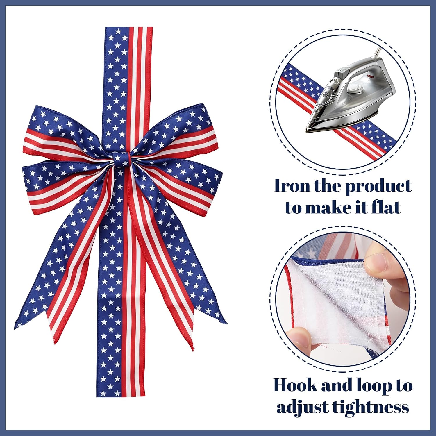 Whaline 6Pcs Patriotic Cabinet Bows American Flag Stars Stripes Large Ribbon Bow 250th Anniversary Kitchen Decoration for Independence Day 4th July Window Mantel Door Window Wall Wreath Supplies