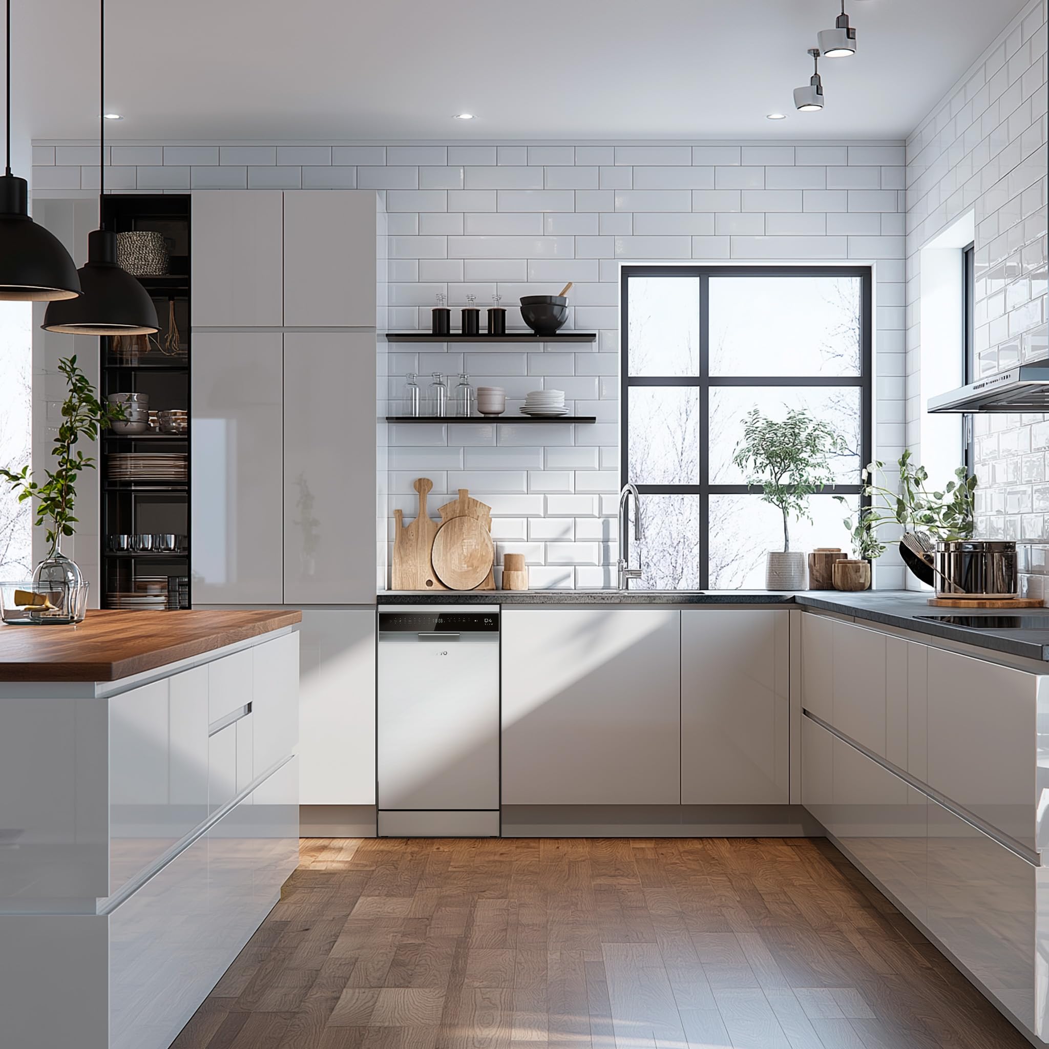 EVVO Lavastoviglie D4 Slim 45 cm, installazione libera, 11 coperti, efficienza classe C, 8 programmi con modalità auto, apertura automatica, funzione igiene e mezzo carico