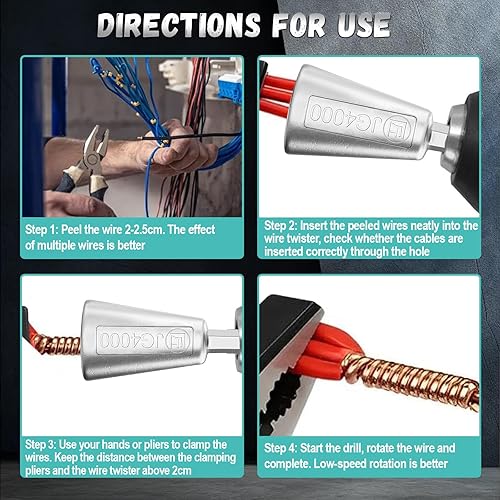 Miniatura 5 de Axlksia Herramienta de tornado de alambre para taladro, 2 piezas de tornado de alambre de taladro, conector de herramienta de torsión de alambre,