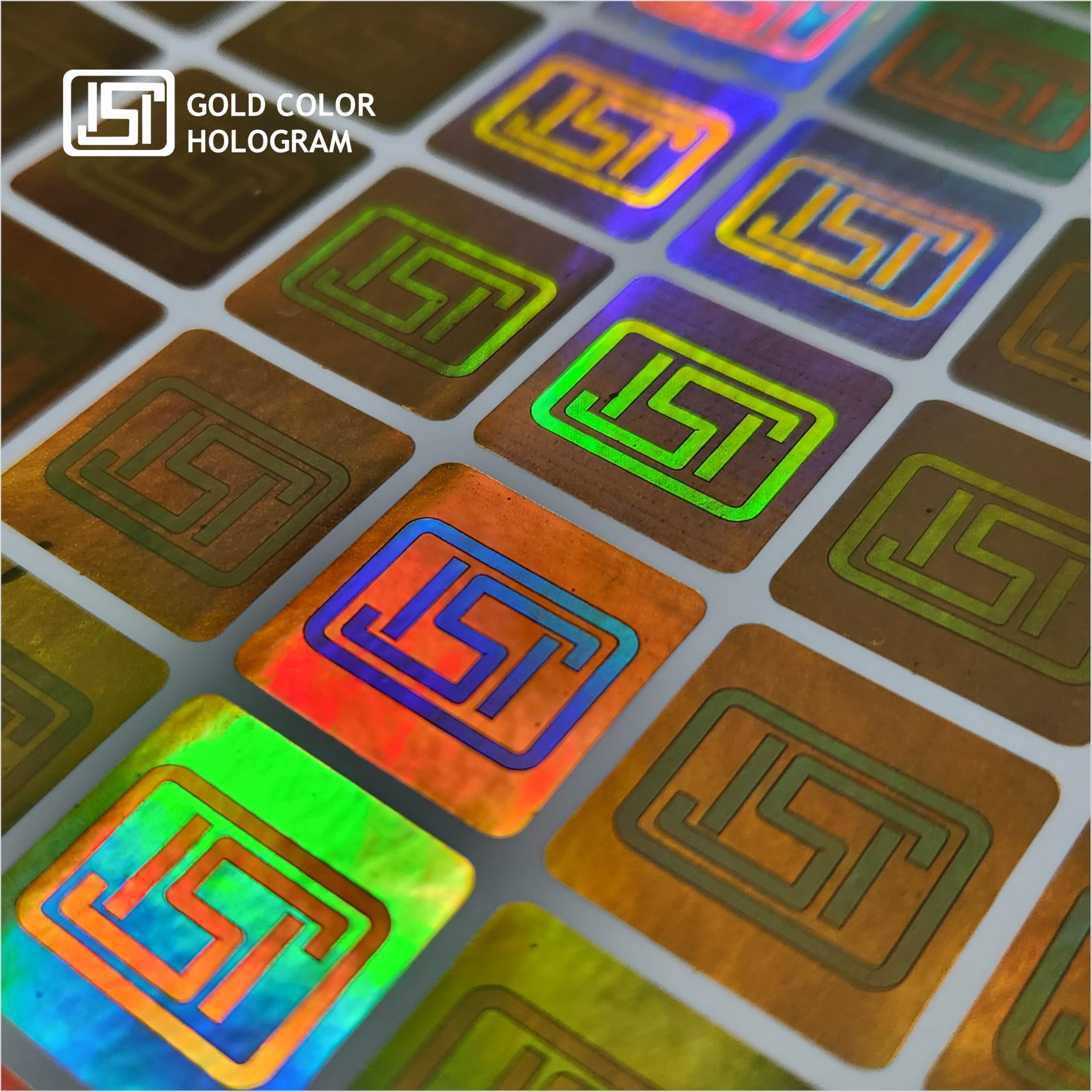 ISI Mark Hologram Sticker 18mm X 18mm Golden Color with Special Features Square Shape
