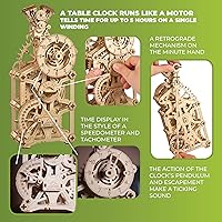 Vista 4 de UGEARS Reloj de motor 3D rompecabezas de madera para adultos – Kits de modelo de madera para adultos, kit de reloj mecánico con pistones móviles