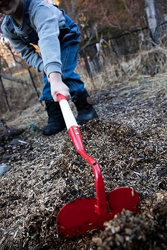 Miniatura 21 de JustForKids - Juego de herramientas de jardín para niños, rastrillo, pala, azada y rastrillo de hojas, tamaño reducido, hecho de cabezas de acero