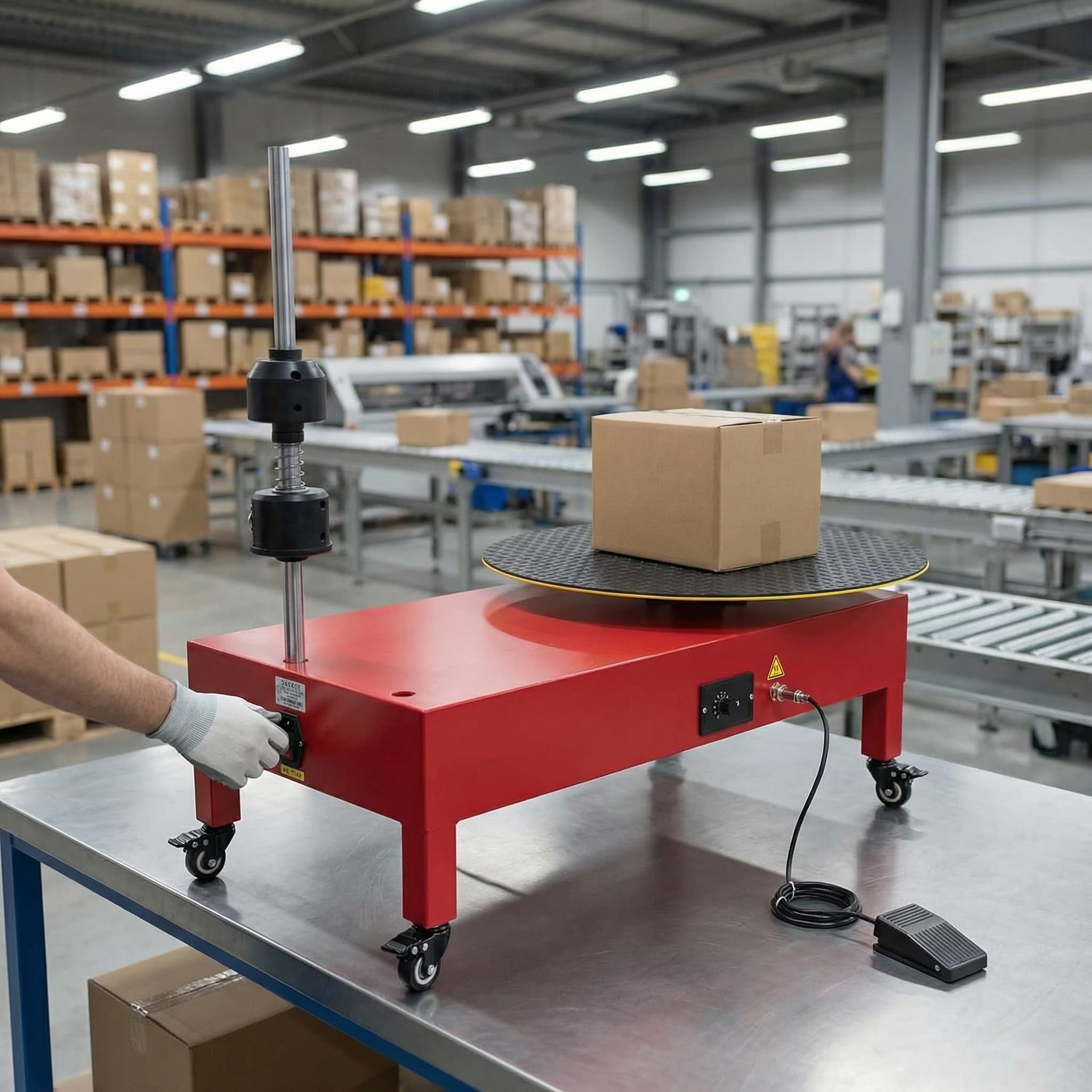 Elektryczna owijarka do folii stretch 59.9 cm - półautomatyczna owijarka palet z gramofonem dla wydajnego pakowania, trwała, łatwa w użyciu, idealna do magazynu i wysyłki
