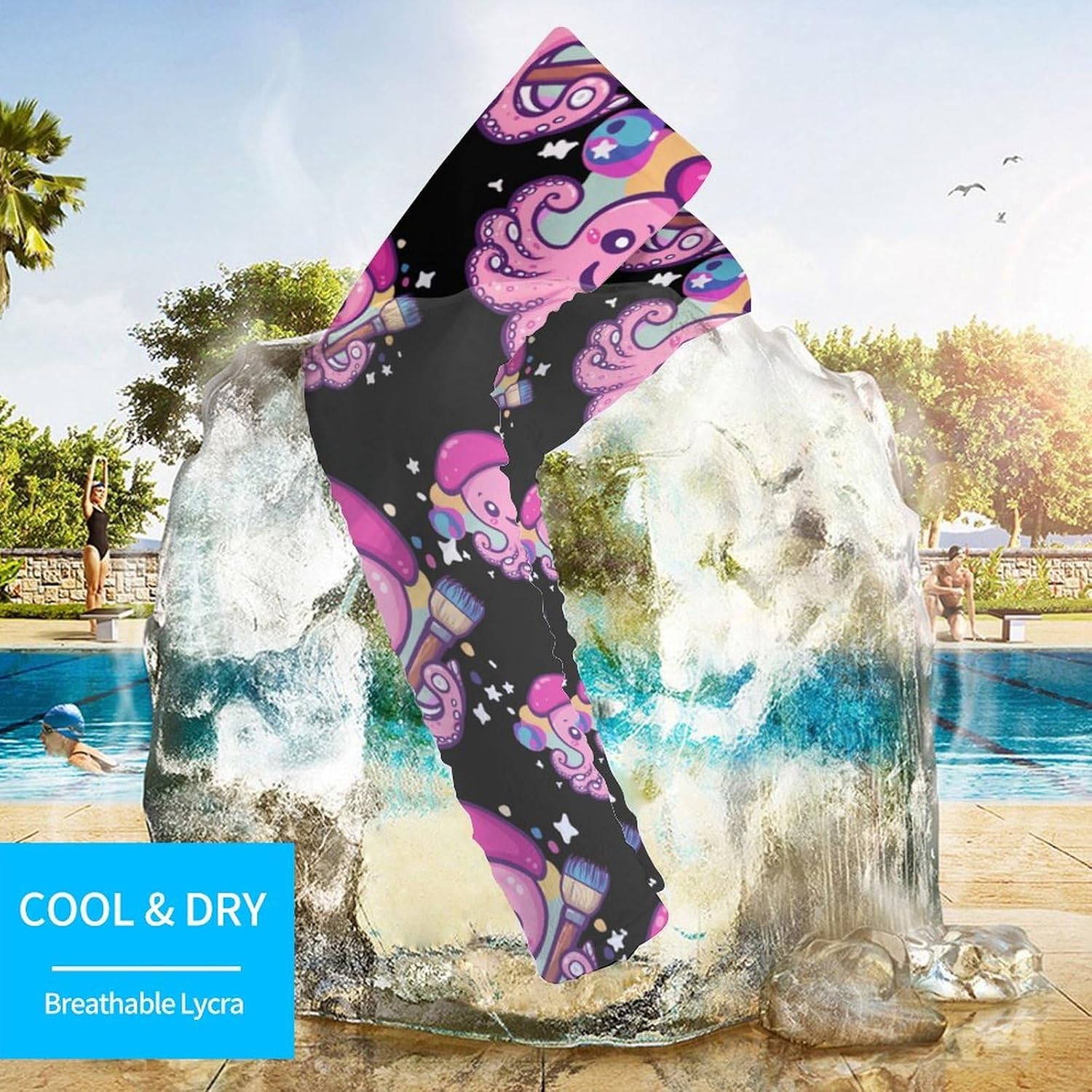 Painters Octopuss Artist Arm Sleeves Cooling Sun Protection Sports Compression for Golf Basketball