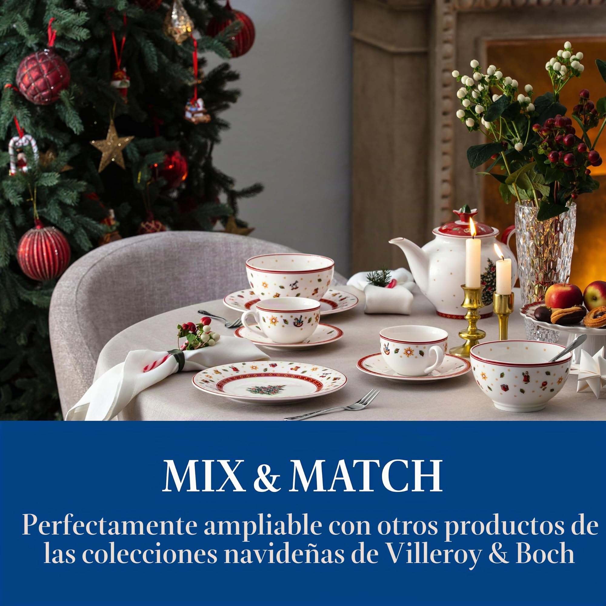 Villeroy & Boch – Toy's Delight Specials, plato para taza, ideal para tazas de café, plato pequeño de porcelana, vajilla navideña, plato para dulces, 16,7 cm Ø, apto para lavavajillas y microondas