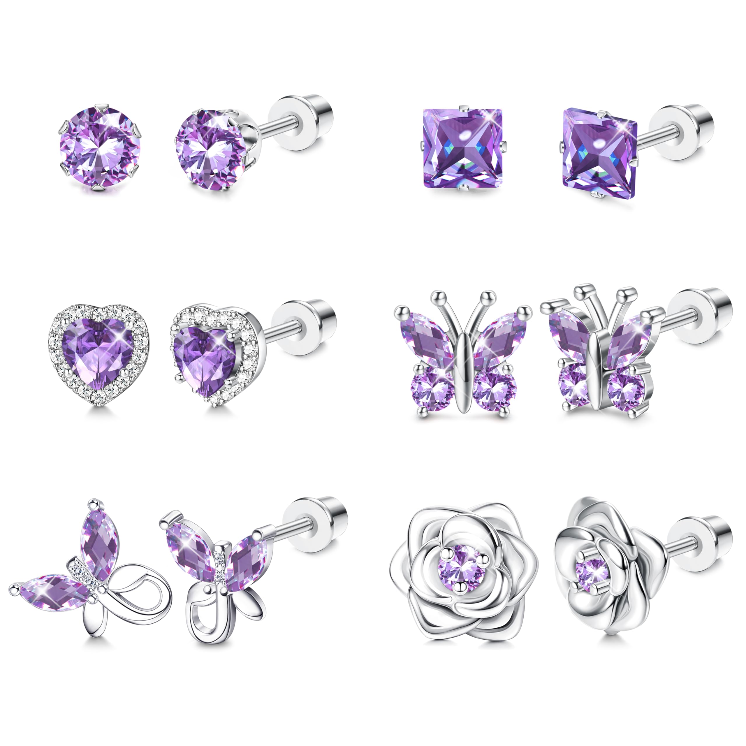 Valentines Day Gifts for Her, Hypoallergenic Screw Back Earrings for Girls Women Surgical Stainless Steel Stud Earrings for Sensitive Ears Cute